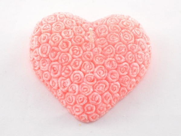 Sviečka Stearínové srdce s ružami - grapefruit